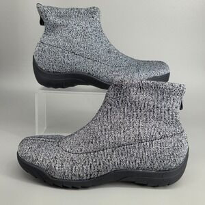 Bernie Mev Ankle Boots Women 33 Metallic Silver‎ Black Knit Sock Bootie Comfort